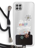 Tough Life: Samsung Galaxy A22 4G Transparant Hoesje met koord