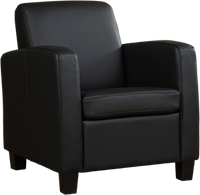 Zwarte leren landelijke fauteuil Joy - poot hout bruin - Hermes Leer Nero (zwart leer)