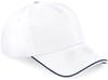 Beechfield CB25c Authentic 5 Panel Cap - Piped Peak - White/French Navy - One Size