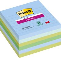 Post-it Super Sticky notes XL Oasis, 90 vel, ft 101 x 101 mm, gelijnd, geassorteerde kleuren, pak van 6 b - thumbnail