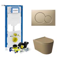 Geberit UP320 Toiletset Compleet | Inbouwreservoir | Wandcloset Salenzi Civita Mat Taupe | Drukplaat