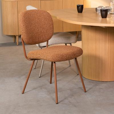 LABEL51 Eetkamerstoel 'Singapore' Bouclé, kleur Coral