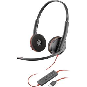 HP Poly Blackwire C3220 On Ear headset Computer Kabel Stereo Zwart Headset, Microfoon uitschakelbaar (mute), Volumeregeling