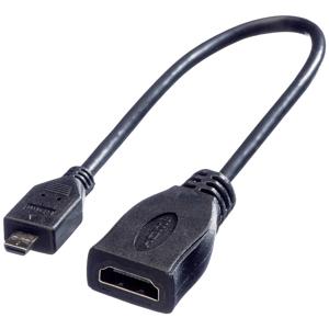 ROLINE HDMI High Speed Kabel met Ethernet, HDMI F - Micro HDMI M, 0,15 m