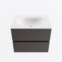 MONDIAZ VICA 60cm badmeubel onderkast Dark Grey 2 lades. Wastafel MOON midden zonder kraangat, kleur Talc.