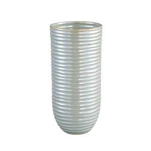 PTMD Ryll Pearl shiny ceramic pot ribbed round L