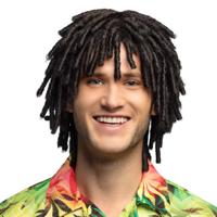 Boland Pruik dreadlocks - zwart - half lang haar - hippie - jamaica - heren - verkleden