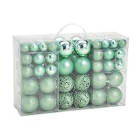 100x stuks kunststof kerstballen mint groen 3, 4 en 6 cm - thumbnail