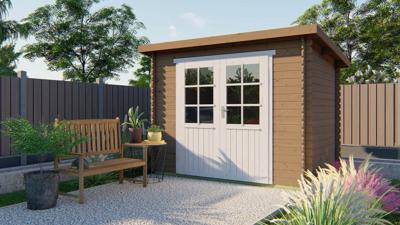 Blokhut - Tuinhuis Kris | 28 mm | vuren grijs geïmpregneerd