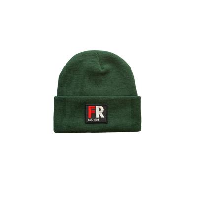 Muts beanie groen met badge - Kids - FR - EST. 1908 - rood en wit logo voor