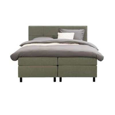 Boxspring Liv geblokt - groen - 180x200 cm - ronde poot - Leen Bakker