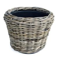 Planten/bloemen mand - rotan - gevlochten riet - D36 x H28 cm - drypot - plantenpot - thumbnail