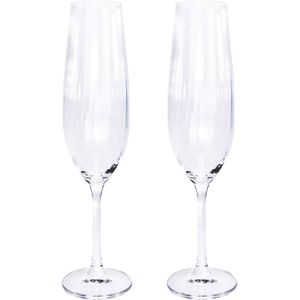 2x Champagne glazen/flutes 26 cl/260 ml van kristalglas - Champagneglazen