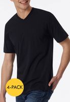 Schiesser American V-hals t-shirts 4-pack zwart - thumbnail