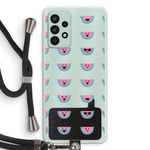Smiley watermeloenprint: Samsung Galaxy A52s 5G Transparant Hoesje met koord