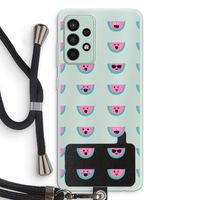 Smiley watermeloenprint: Samsung Galaxy A52s 5G Transparant Hoesje met koord