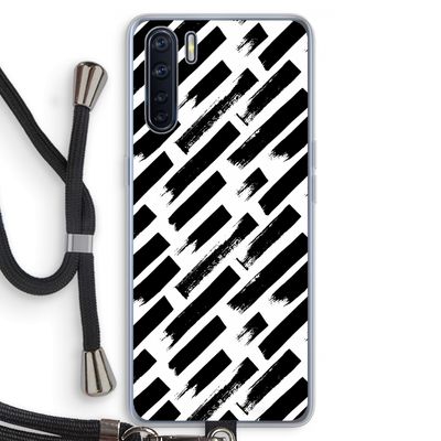 Zwarte vegen: Oppo A91 Transparant Hoesje met koord