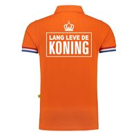 Luxe Lang leve de Koning poloshirt oranje 200 grams voor heren - thumbnail
