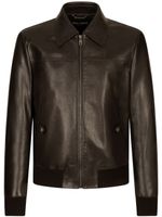 Dolce & Gabbana veste bomber en cuir - Noir - thumbnail