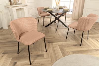 Design Stoel LYON Roze Corduroy Zwart Metalen Poten - 44962