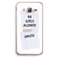 No Girls Allowed Unless: Samsung Galaxy J3 (2016) Transparant Hoesje