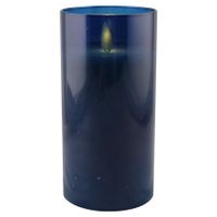 LED kaars wax in glas 15cm saffier - Magic Flame - thumbnail
