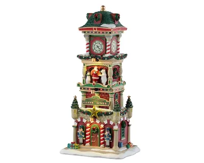 The Village Square Clock Tower Lemax Santa's Wonderland Collection 2025