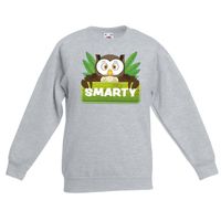 Uilen dieren sweater grijs voor kinderen