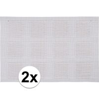 2x Placemats wit geweven/gevlochten 45 x 30 cm - thumbnail