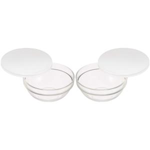 Glazen schaal/kom met deksel - 2x - dia 20 cm - Sla/salade serveren - Schalen/kommen van glas