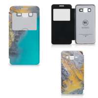 Samsung Galaxy Grand Prime Bookcase Marble Blue Gold - thumbnail