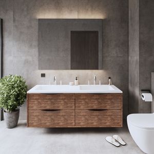 Onderkast Gliss Design Eleganz Hera Zwart 140cm 4 Lades Oak Cognac