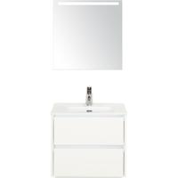 Dante Badmeubelset 60 cm - Wit Hoogglans - Keramische Wastafel Wit Cover met Sence Spiegel