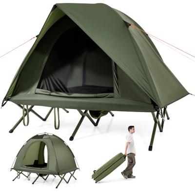 Veldbed met Tent voor 2 Personen Campingbed met Regenschutz & 2 Netdeuren & Rol Tas