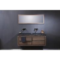 Forzalaqua Palermo Doppio Wastafel 140.5x51.5x9 cm 2 wasbakken Graniet Gezoet Gekapt Antraciet 0 krgaten Forzalaqua