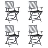 Tuinstoelen 4 st inklapbaar met kussens massief acaciahout