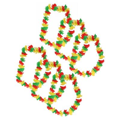 Limburg carnaval gekleurde Hawaii krans - 6x - rood/geel/groen - Carnavals accessoires