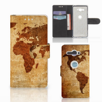Sony Xperia XZ2 Compact Flip Cover Wereldkaart - thumbnail