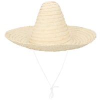 Carnaval verkleed Sombrero hoed Fiesta - naturel - volwassenen - polyester - Luxe uitvoering