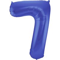 Folie ballon van cijfer 7 in het blauw 86 cm - thumbnail
