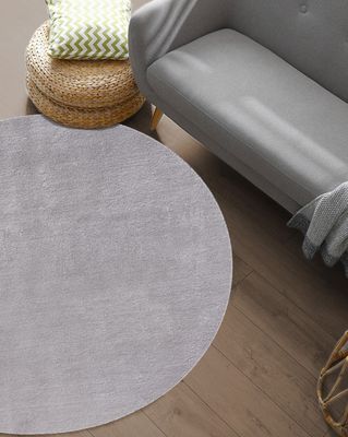 Karpet24 Loft modern pluizig laagpolig tapijt, antislip onderkant, wasbaar tot 30 graden, heerlijk zacht, bontlook, grijs-Ø 200 cm rond