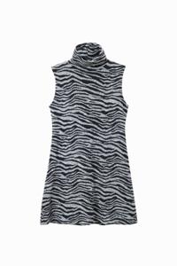 Korte gebreide jurk met zebraprint - BLACK - M