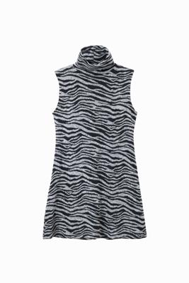 Korte gebreide jurk met zebraprint - BLACK - XXL