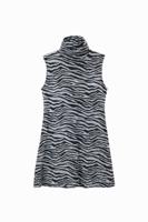 Korte gebreide jurk met zebraprint - BLACK - M