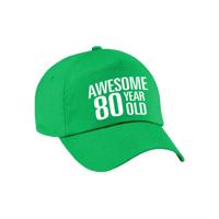 Verjaardag cadeau petje - Awesome 80 year old - 80 jaar - groen - volwassenen - baseball cap