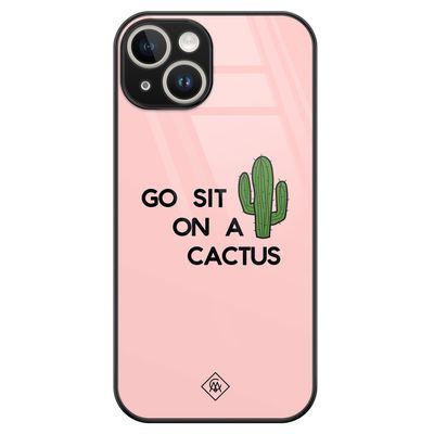 iPhone 14 glazen hardcase - Go sit on a cactus