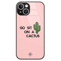 iPhone 14 glazen hardcase - Go sit on a cactus