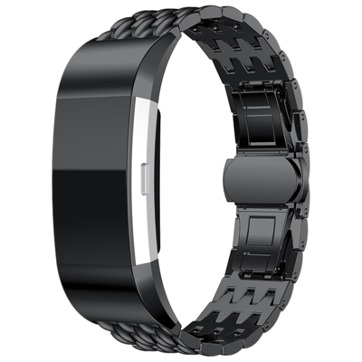 Fitbit Charge 2 Draak Stalen Schakel Band - Zwart Fitbit Charge 2 Draak Stalen Schakel Band - Zwart