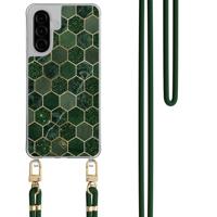 Samsung Galaxy A36 hoesje met groen koord - Kubus groen Samsung Galaxy A36 hoesje met groen koord - Kubus groen