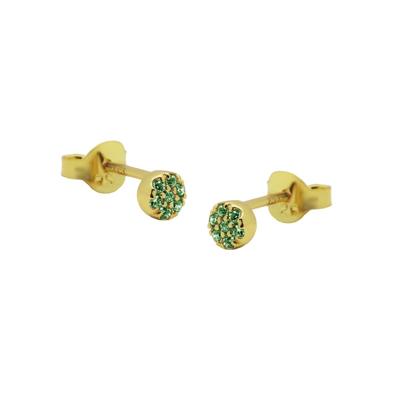 Karma Oorbellen Zirconia Emerald Green Disc | Goud
